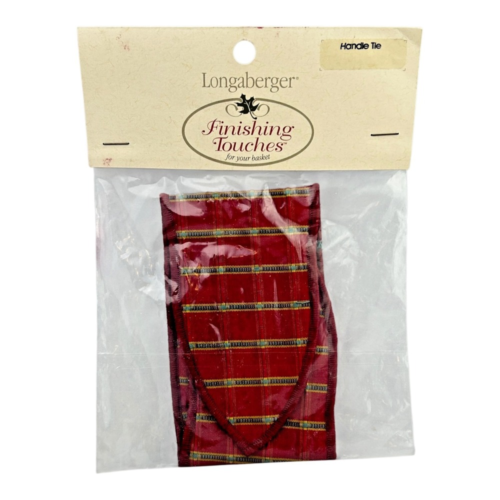 Longaberger Handle Tie Homestead Finishing Touches Garnet Windowpane Plaid